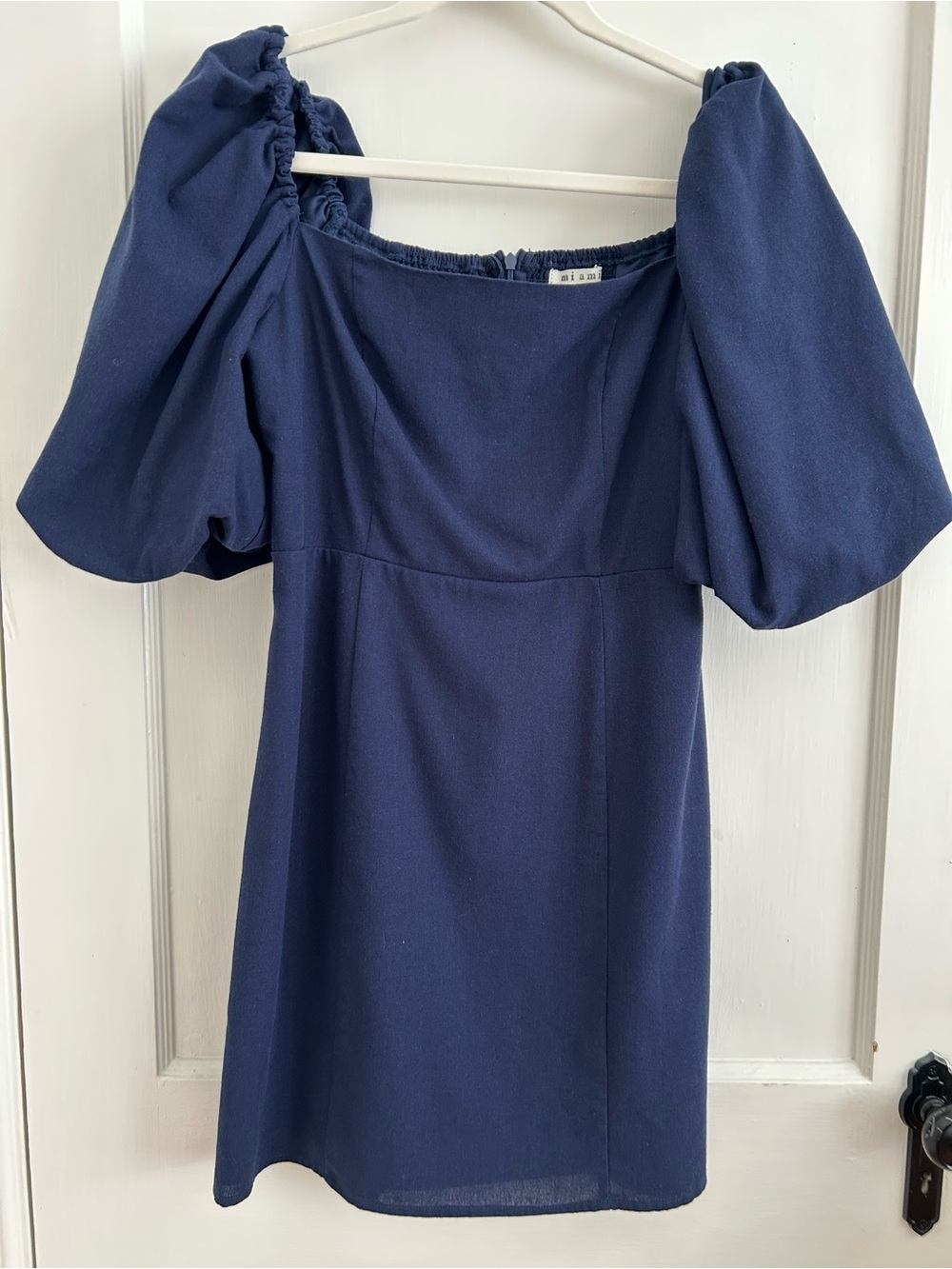 miami Navy Puff-Sleeve Mini Dress